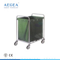 AG-SS013 suspending bag stainless steel material dirty laundry trolley with wheels